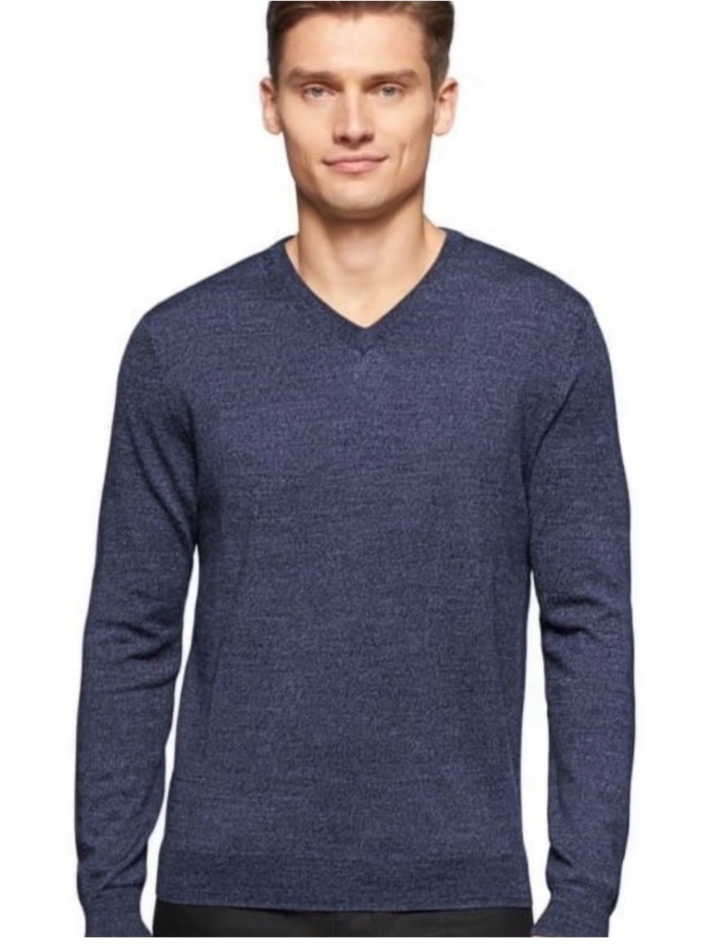 Calvin Klein Men's Heathered Navy V-Neck Sweater